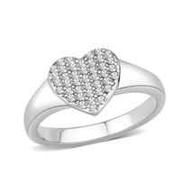 Beautiful Heart Shaped Stainless Steel Cluster CZ Wedding Promise Ring S... - £43.81 GBP