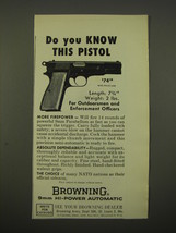 1963 Browning 9mm Hi-Power Automatic Pistol Ad - Do you know this pistol - $18.49