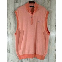 Greg Norman Mens Sweater Vest Size XL Peach Orange 1/4 Zip Mock Neck - £13.13 GBP