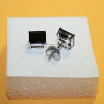 3ct Princess Black Diamond Alternatives Stud Earrings White 14k gold ove... - $37.23
