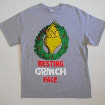 Dr Seuss Resting Grinch Face Men T Shirt Funny Holiday Size L - £13.75 GBP