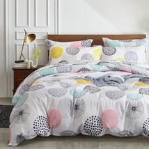 7 Pieces Comforter Sheet Set Queen Size Bed In A Bag - Colorful Dots Sty... - £96.51 GBP