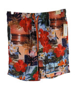 Orange Floral Swim Trunks Mens Large Caribbean Hawaiian Plumeria Hibiscu... - $24.40