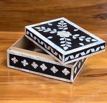 Decorative Organizer and Storage Box Floral Design Handmade Black &amp; Whit... - $160.48 CAD