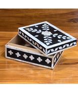 Decorative Organizer and Storage Box Floral Design Handmade Black &amp; Whit... - $161.97 CAD