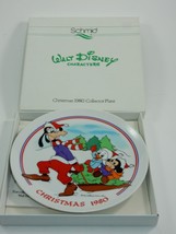 Schmid Walt Disney Character 1980 Sleigh Ride Christmas Plate w/Box Goofy Mickey - $23.99