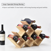 Professional title: &quot; Wooden 13-Bottle Wine Rack - Natural Wood 4-Tier Wine Disp - £34.70 GBP