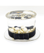 Hat Acrylic Filled With Faux Pearls Vintage 3&quot; X 3.5 At Brim Paper Weight - $13.54 CAD