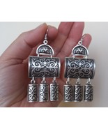 Armenian Curved Rectangular Dangle Drop Earrings, Ethnic Drop Earrings, ... - $43.39 CAD