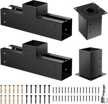 Pergola Brackets 4X4(Actual: 3.5X3.5&#39;&#39;), 2Pcs Steel 3-Way Flat Angle, Ou... - £61.15 GBP