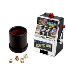 7.75&quot; Mini Slot Machine &amp; Deluxe Dice Cup With Poker Dice - £38.58 GBP