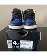 Nike Air Jordan 1 Mid Blue Black Sneakers Kid&#39;s Size US 4C 554727-007 - £39.09 GBP