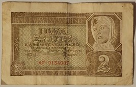 POLAND 2 ZLOTE BANKNOTE 1941 RARE NOTE CIRCULATED CONDITION  - $7.66