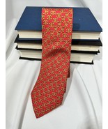 Hermes Neck Tie Red Double Horseshoes Equestrian Silk Made In France - $127.00 CAD