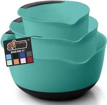 [Turquoise] Mixing Bowls Set of 3, Slip Resistant Rubber Bottom - £31.17 GBP
