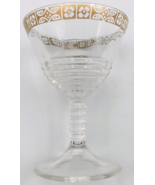 Six (6) Vintage Sherbert Glasses w/ Gold Rim Hibiscus Flower Design 3.5&quot;... - $18.49