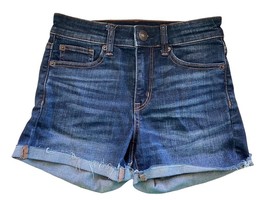 American Eagle Outfitters Hi Rise Shortie Distressed Blue Jean Shorts Women&#39;s 0 - £12.32 GBP
