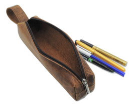 Leather Pencil Case, Pencil Pouch, Leather Pen Case, Waxed Leather Pouch - £19.78 GBP
