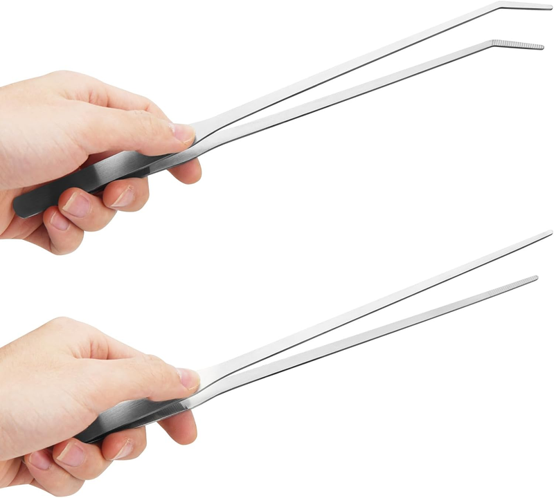 2PCS Long Aquarium Tweezers - 10.6&quot; Straight and Curved Tweezers, Stainl... - $5.99