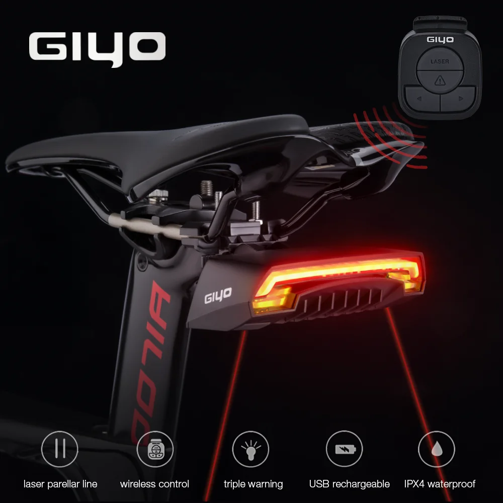 GIYO Battery Pack Bicycle Light USB Rechargeable Mount Bicycle Lamp Rear Tail - £47.54 GBP