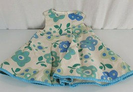 Vintage Baby Gap Blue Khaki Flower Floral Twirl A-Line Dress 12-18 Circa 2000 - $29.70