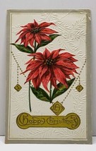 Happy Christmas Vibrant Red Poinsettias Embossed 1912 Mapleton Minn Postcard F17 - £3.05 GBP