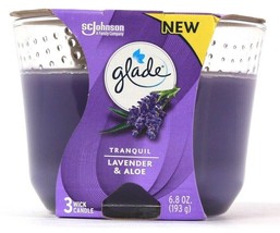 1 Count Glade 6.8 Oz Tranquil Lavender &amp; Aloe 3 Wick Scented Glass Candle - £13.58 GBP