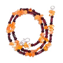 Natural Carnelian Garnet Gemstone Mix Shape Smooth Beads Necklace 17&quot; UB-4886 - £7.86 GBP
