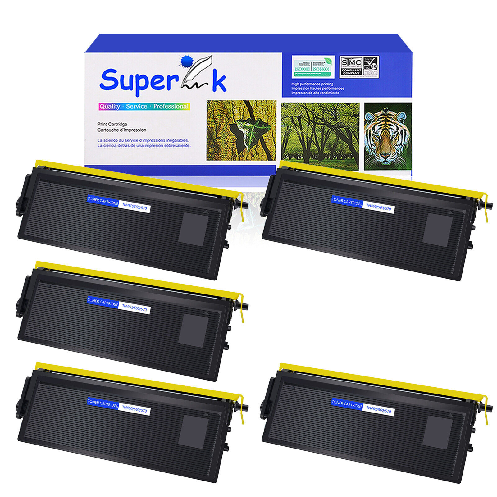 5PK TN460 Toner Cartridge for Brother TN-460 Intellifax-4100 4100e 4750 4750e