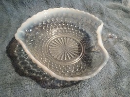 Vintage Opalescent Hobnail Moonstone Glass Candy Dish Bon Bon Heart Shaped - £11.35 GBP