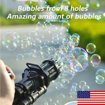 Bubble Gun Machine, Cool Toys &amp; Gift, 8-Hole Huge Amount Bubble Maker, S... - £14.38 GBP