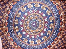 Traditional Jaipur Camel Elephant Mandala Tapestry Wall Decor, Wall Hanging, Boh - £22.49 GBP