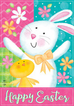 Easter Celebration Bunny House Flag Chick 28&quot; X 40&quot; - £25.56 GBP