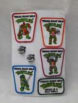 Lot of 5 VTG Embroidered Teenage Mutant Ninja Turtles Power Patches &amp; 2 Buttons - £35.57 GBP