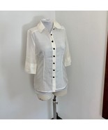Kensie Pretty Button Down Blouse Top White Silky Classic - $24.70