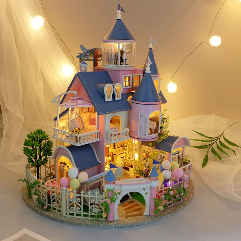 New DIY Wooden Doll Houses Miniature Building Kit With Furniture Princess - £80.46 GBP+