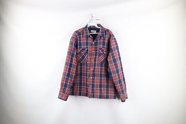 Vintage 90s Streetwear Mens Large Faded Quilt Lined Flannel Button Shirt... - £38.96 GBP