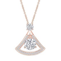 1 Carat Moissanite Diamond Triangle Pendant Necklace for Women in 18K Gold Plate - £51.59 GBP+