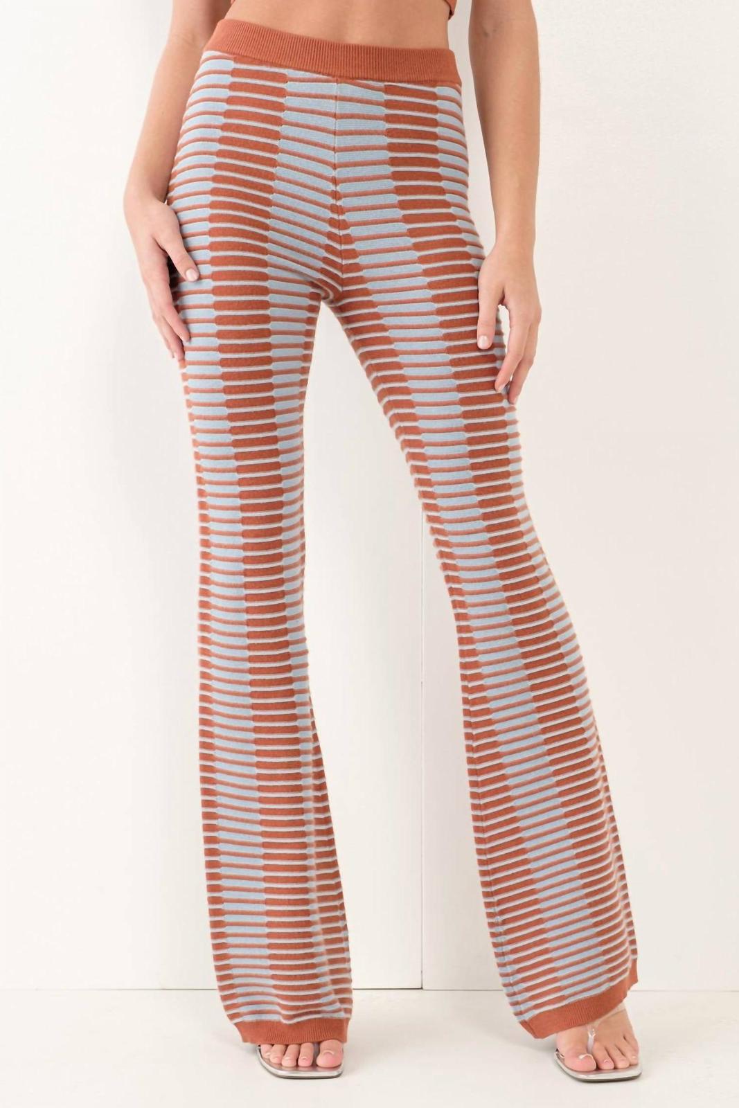 Pretty Garbage Ezra Texture Knit Flare Pant Orange/blue - $47.00
