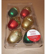 Christmas Ornaments Shatterproof 3 1/2&quot;Acorn Shaped 6ea Glitter MultiCol... - $158.80 MXN