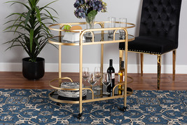 Rose Gold Metal and Tempered Glass 2-Tier Wine Cart - $259.00