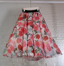 Women's Flower Pattern Long Party Skirt Outfit Organza Plus Size Holiday Skirts image 6