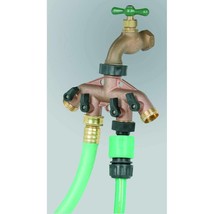 4 Way Garden Hose Connector Splitter Spigot Faucet Connection Brass Shut... - £10.62 GBP