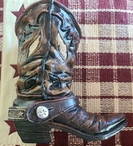 Ceramic/Resin ~ Brown Cowboy Boot ~ Detailed ~ Vase ~ Tabletop ~ Shelf Sitter - £29.89 GBP