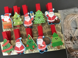 Cute Wooden Photo Clips,Craft Photo Paper Pegs Clothespins,Christmas Ornaments - £2.54 GBP