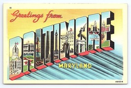 Postcard Greetings From Baltimore Maryland Large Letter Metropolitan - £3.55 GBP