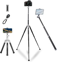 Coman Mt55 Extendable Cell Phone Tripod,Aluminum Metal 57&quot; Portable Foldable - £43.16 GBP