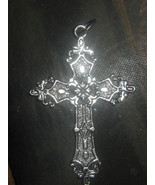 WHOLESALE LOT OF 10 LARGE METAL ALLOY 50MM SILVER GOTHIC CROSS PENDANT C... - £11.65 GBP