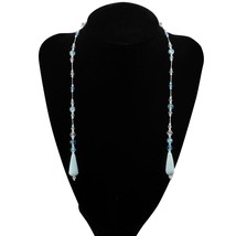 24 Inch Adjustable Light Blue Cross-Over Necklace - £13.45 GBP