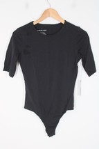 NWD Everlane S Black Short Sleeve Supima Cotton Crew Neck Thong Bodysuit Top - £16.92 GBP